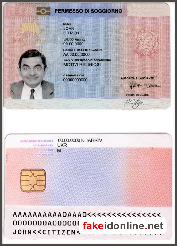 Italy Resident Card Vector Design
